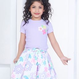 Peppermint Picnic Paletters Girls Printed Top With Skirt-image-82