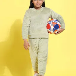 Ameeha Kids Embellished Fleece Sweatshirt With Joggers-image-107