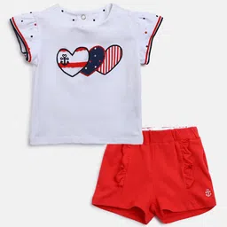 Chicco Infant Girls Self Design T-shirt with Shorts-image-123