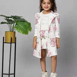 Macwin Girls Printed Shawl Neck Coat with Skirt-image-9