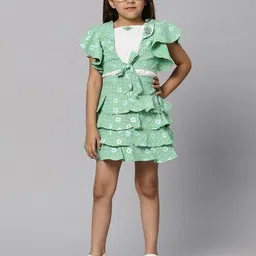 Macwin Girls Floral Printed T-shirt with Skirt & Jacket-picture-38