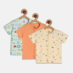 MINI KLUB Infant Boys Pack Of 3 Printed Cotton Open-Front Jhabla-image-40