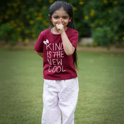 Budding Bees Girls Printed Pure Cotton Top With Trousers-image-79