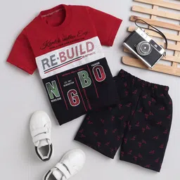 FOURFOLDS Boys Printed Pure Cotton T-shirt with Shorts-46