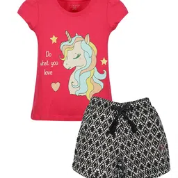 PLUM TREE Girls Printed Pure Cotton T-shirt with Shorts-image-70