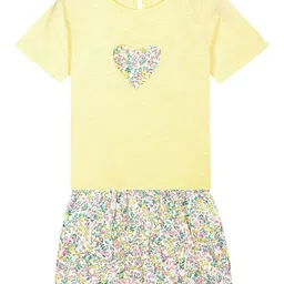Budding Bees Girls Heart Patch Printed Top with Shorts-image-15