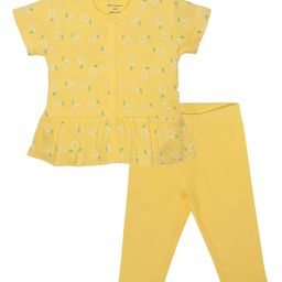 My Milestones Girls Printed Pure Cotton Top with Leggings-image-79