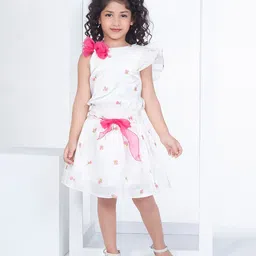 Peppermint Girls Embroidered One Shoulder Top with Skirt-image-44