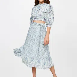 AND Women White & Blue Printed Top & Skirt Co-Ords-image-65