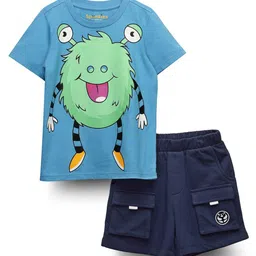 SPUNKIES Boys Monsters Inc. Printed Pure Cotton T-shirt with Shorts-image-50