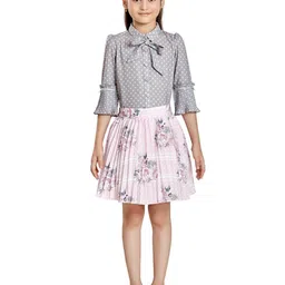 Peppermint Girls Floral Printed Top with Skirt-image-37