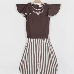 Peppermint Girls Brown Top with Dhoti Pants-image-39