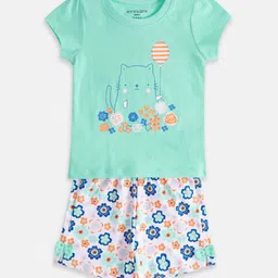 Pantaloons Baby Infant Girls Printed Pure Cotton T-shirt With Shorts-42