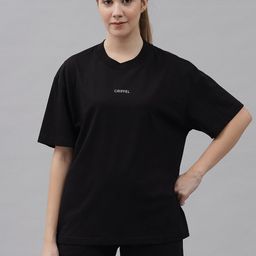 GRIFFEL Women Black Solid Pure Cotton Co-Ords Set-image-57
