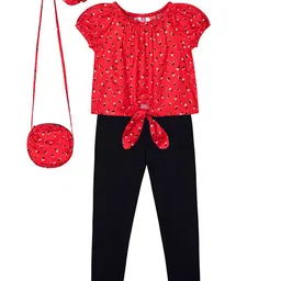 Budding Bees Girls Printed Top With Trousers With Slings Bag And Rubber Bans-image-36