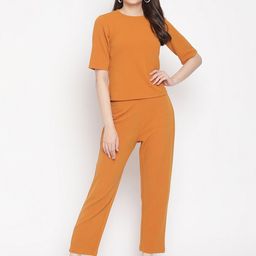 Zima Leto Women Mustard-Yellow Solid Co-Ords-32