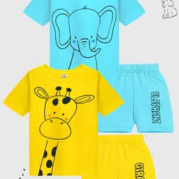KUCHIPOO Boys Pack of 2 Printed Round Neck T-shirt with Shorts-picture-54