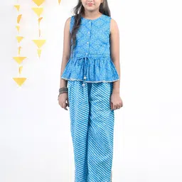 Budding Bees Girls Printed Pure Cotton Top with Palazzos-image-29