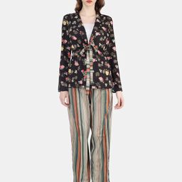 Sukshat Printed V-Neck Long Sleeves Coat With Trousers-25
