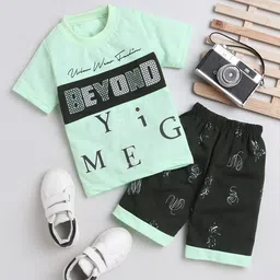 FOURFOLDS Boys Printed Pure Cotton T-shirt with Shorts-21