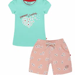 3PIN Girls Printed Pure Cotton T-shirt with Shorts-image-14