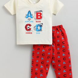 YK Boys Typography Printed Pure Cotton T-shirt with Trousers-image-20