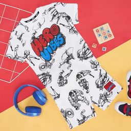 Pantaloons Junior Boys Typography Printed Pure Cotton T-shirt with Shorts-46
