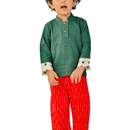Tiny Bunnies Pack Of 2 Boys Printed Long Sleeves Mandarin Collar Shirt with Trousers-picture-23