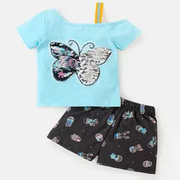 M'andy Girls Printed Pure Cotton T-shirt with Shorts-image-21