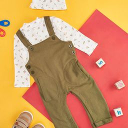 YU by Pantaloons Boys Cotton Dungarees With T-shirt & Cap-picture-18