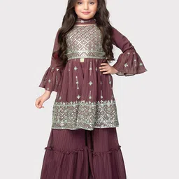 BETTY Girls Embroidered Empire Sequinned Kurta with Sharara & Dupatta-picture-11