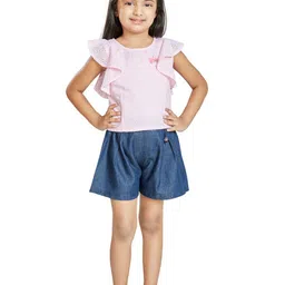 Peppermint Girls Self Design RufflesTop with Shorts-image-71
