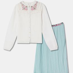 R&B Girls Floral Embroidered Long Sleeves Top With Skirt-picture-8