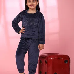 Ameeha Kids Embellished Fleece Sweatshirt With Joggers-image-102