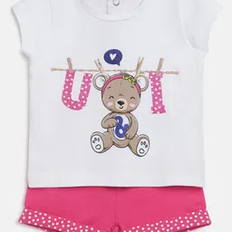 Chicco Kids Girls White & Pink Printed Co-ords Set-image-22