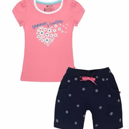 3PIN Girls Printed Pure Cotton T-shirt with Shorts-image-52