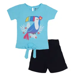 Bodycare Kids Girls Blue & Black Printed Co-Ords Set-50
