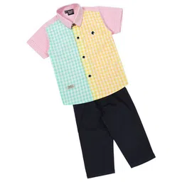 Actuel Infants Boys Checked Pure Cotton Shirt With Trousers-picture-9