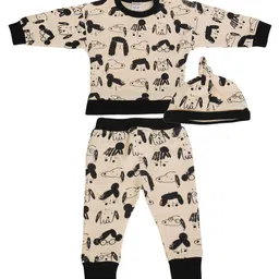 Creative Kids Girls Black & Off White Printed T-shirt with Pyjamas-image-17