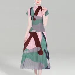 JC Collection Women Printed Top with Skirt Co-Ords-image-54