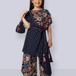 Peppermint Girls Printed Kurta Style Top With Pyjamas-image-18