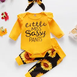 StyleCast Yellow Girls Printed Top With Trousers And Hairband-image-7
