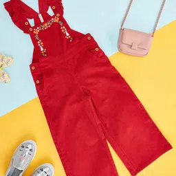 Pantaloons Junior Girls Embroidered Dungaree-image-57