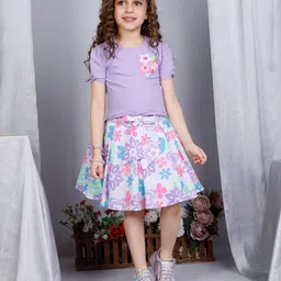 Peppermint Girls Round Neck Top with Skirt-image-75