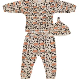 Creative Kids Girls Black & White Printed T-shirt with Pyjamas-image-80
