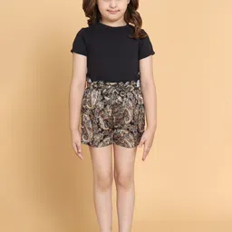 PICCOLO Girls Black T-shirt with Shorts-36