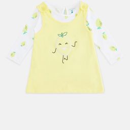 Pantaloons Baby Yellow & White Printed  Cotton A-Line Dress With T-Shirt-picture-33