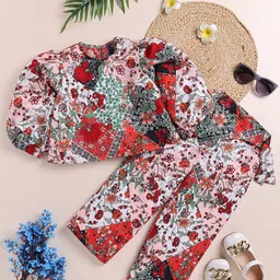 YK Girls Ethnic Motifs Printed Top with Trousers-image-98