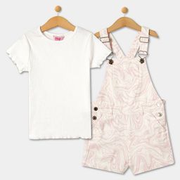 R&B Girls Abstract Printed Cotton Dungarees With T-Shirt-picture-15