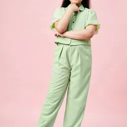 Stylo Bug Girls Green Solid Top with Palazzo-image-8